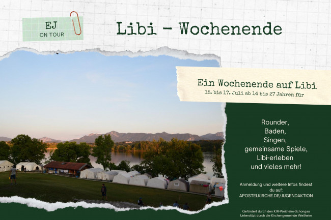 Flyer Vorbelegung Lindenbichl mit Bild von Zelten auf Lindenbichl und den geschriebenen Infos