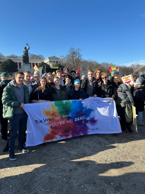 Evangelische Jugend auf der Demo in München